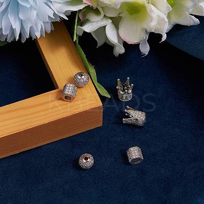 6Pcs 3 Styles Brass Micro Pave Cubic Zirconia Beads ZIRC-SZ0001-17-1