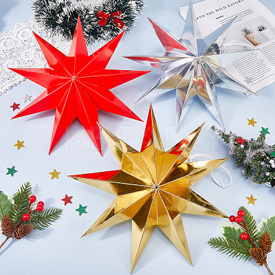 6Pcs 3 Colors Paper Star Pendant Decorations HJEW-GF0001-66A-1