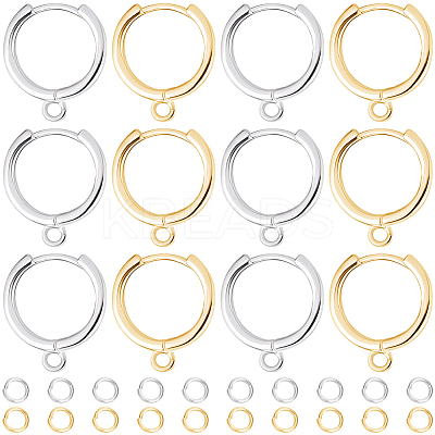 20Pcs 2 Colors Brass Huggie Hoop Earring Findings KK-BBC0021-38-1