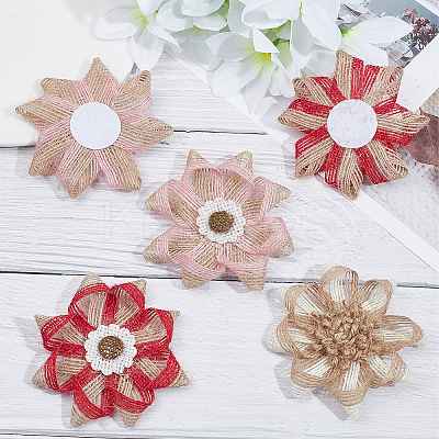 12Pcs 3 Style Braided Jute Flower Ornament Accessories DIY-GF0006-35-1