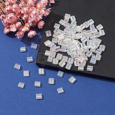 FGB 2-Hole Transparent Glass Seed Beads SEED-YW0002-35-1