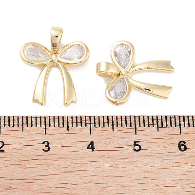 Brass Micro Pave Cubic Zirconia Pendants KK-C051-42G-1