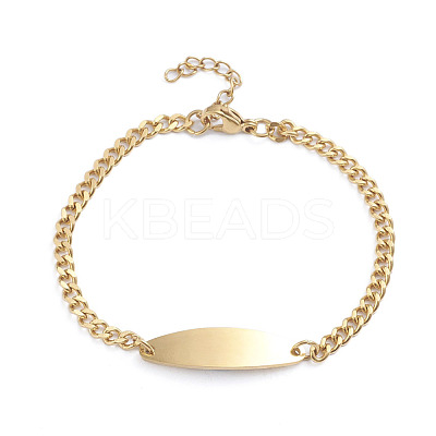 304 Stainless Steel Diamond Cut Cuban Link Chain Bracelets BJEW-L673-012-G-1