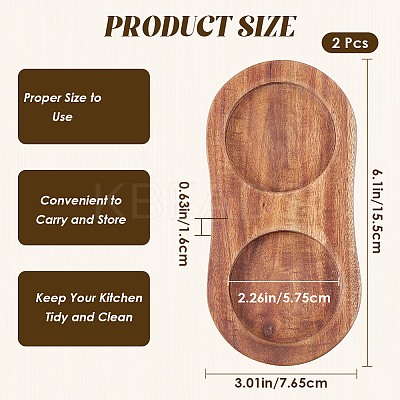 2Pcs 2-Slot Wooden Salt and Pepper Mill Tray DJEW-GF0001-66-1