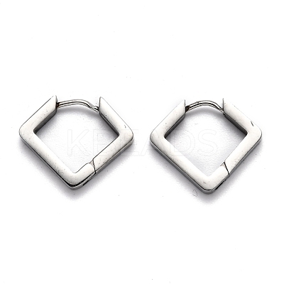 Tarnish Resistant 304 Stainless Steel Rhombus Huggie Hoop Earrings STAS-H156-08P-1
