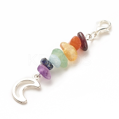 Chakra Theme Natural Gemstone Pendant Decorations X-HJEW-JM00645-02-1