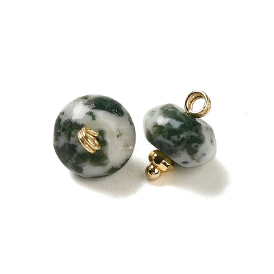 Natural Tree Agate Rondelle Charms with Rack Plating Brass Loops G-G110-05B-12-1