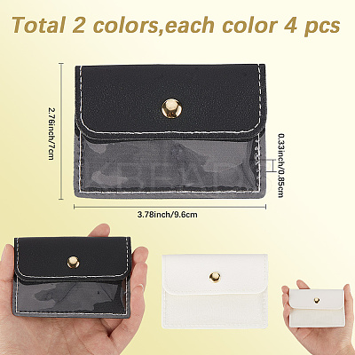 8Pcs 2 Colors Portable Imitation Leather Jewelry Bags for Travel ABAG-SP0001-37-1