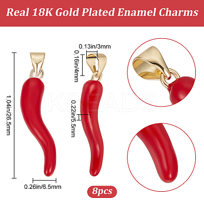 8Pcs Brass Enamel Pendants KK-BBC0011-36-1