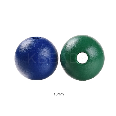 160 Pcs 4 Colors Summer Ocean Marine Style Painted Natural Wood Round Beads WOOD-LS0001-01G-1