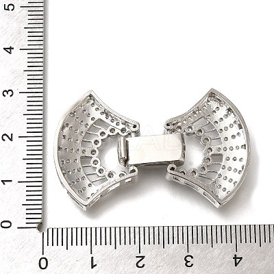 Rack Plating Bowknot Brass Micro Pave Clear Cubic Zirconia Fold Over Clasps KK-H512-09P-1