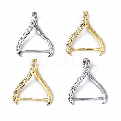 4Pcs 2 Colors Rack Plating Brass Micro Pave Cubic Zirconia Ice Pick Pinch Bails KK-YW0003-44D-1