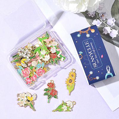 20Pcs 10 Styles Alloy Enamel Pendants ENAM-SC0007-21-1