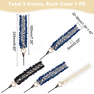3Pcs 3 Colors Wool Mobile Straps FIND-WR0005-38-1