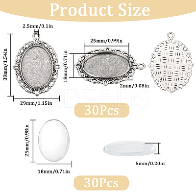 DIY Blank Oval Dome Pendant Making Kit DIY-SC0023-73-1