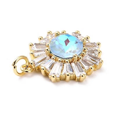 Brass Micro Pave Cubic Zirconia Pendants ZIRC-O044-21B-G-1