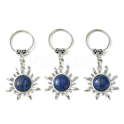 Gemstone & Brass Sun Pendant Keychain G-Z033-03P-1