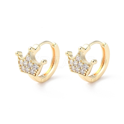 Brass Micro Pave Cubic Zirconia Hoop Earrings EJEW-P259-04G-1