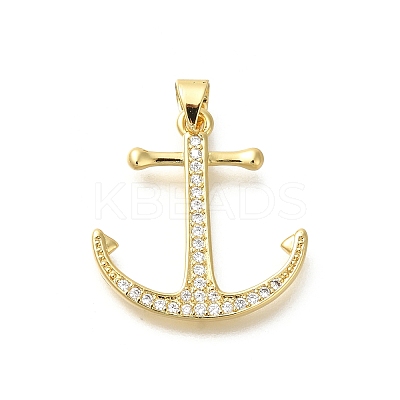 Rack Plating Brass Micro Pave Cubic Zirconia Pendants KK-Z086-68G-03-1