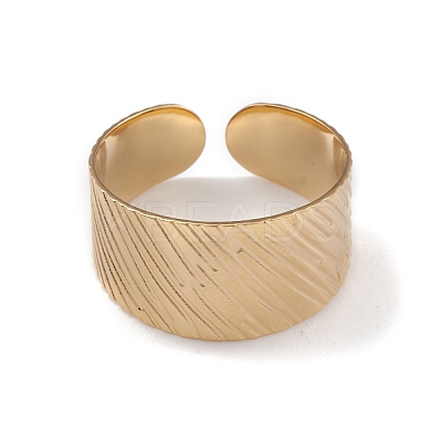 Ion Plating(IP) 304 Stainless Steel Textured Open Cuff Rings for Women RJEW-G285-58G-1