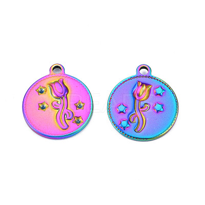 Rack Plating Rainbow Color 201 Stainless Steel Rhinestone Settings STAS-T063-182M-1