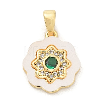 Brass Micro Pave Cubic Zirconia Pendents KK-M303-02G-08-1