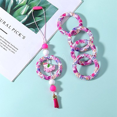 5Pcs Ring Food Grade Eco-Friendly Silicone Focal Beads JX893O-1