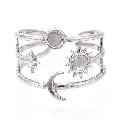 304 Stainless Steel Cuff Rings Components X-STAS-N113-03P-1