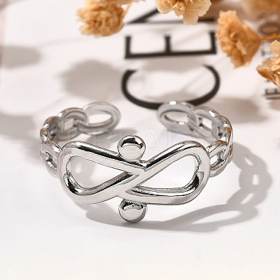Infinity 304 Stainless Steel Open Cuff Rings for Women RJEW-M046-04P-1
