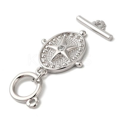 Brass Micro Pave Clear Cubic Zirconia Toggle Clasps KK-N254-75P-1