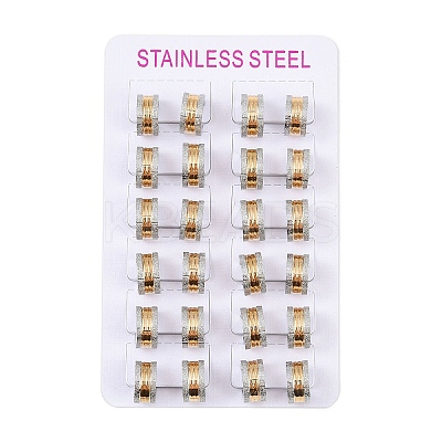 Gold Flash Sand 304 Stainless Steel Hoop Earrings  EJEW-M001-06B-P-1