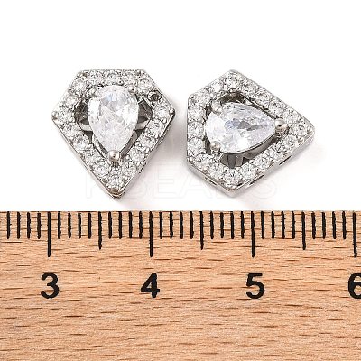 Brass Micro Pave Clear Cubic Zirconia Beads KK-S389-28P-1