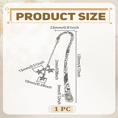 1Pc Luminous Alloy Hook Bookmarks with Star Charm AJEW-LP0005-99-1