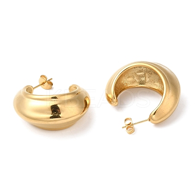 Ion Plating(IP) 304 Stainless Steel Round Earrings LS-EJEW-K244-30G-1