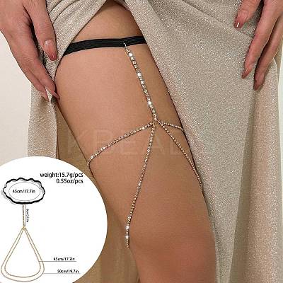 Tassel Alloy Crystal Rhinestone Thigh Chain AJEW-G059-01A-G-1