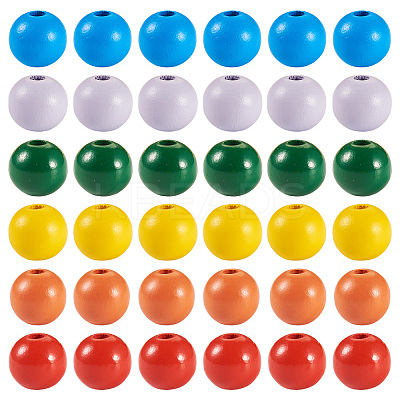 240Pcs 6 Colors Natural Wooden Beads WOOD-TA0002-74A-1