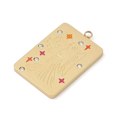 304 Stainless Steel Rhinestones Pendants STAS-D306-01G-F-1