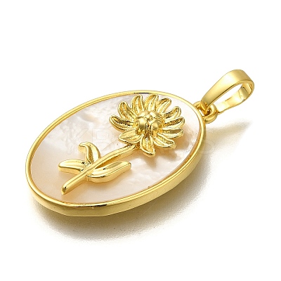 Brass Pave Shell Birth Flower Pendants FIND-I040-04K-1