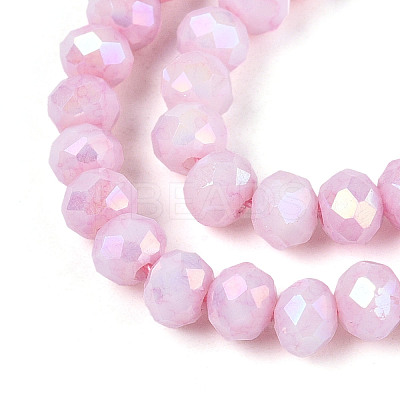 Anti-Tarnish Electroplate Rondelle Glass Beads Strands LS-EGLA-T021-4mm-17-03-1