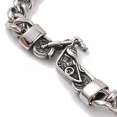 304 Stainless Steel Viking Motorcycle Link Chain Bracelets for Men BJEW-B096-39AS-1
