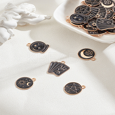 40Pcs 5 Styles Alloy Enamel Pendants ENAM-LP0002-05-1