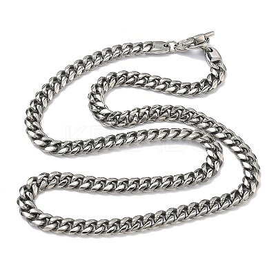 8MM 304 Stainless Steel Cuban Link Chain OT Necklaces for Men NJEW-G193-01P-1