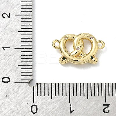 Brass Micro Pave Cubic Zirconia Heart Biscuit Connector Charms KK-G548-06G-02-1