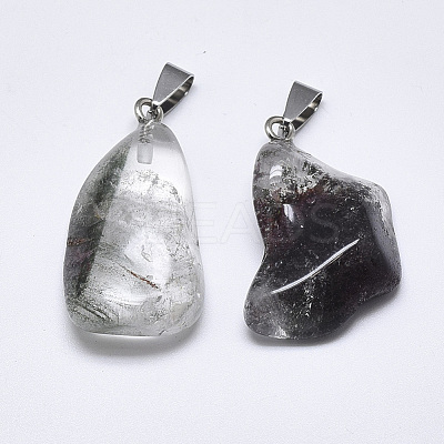 Natural Green Lodolite Quartz/Garden Quartz Pendants G-T122-32A-1