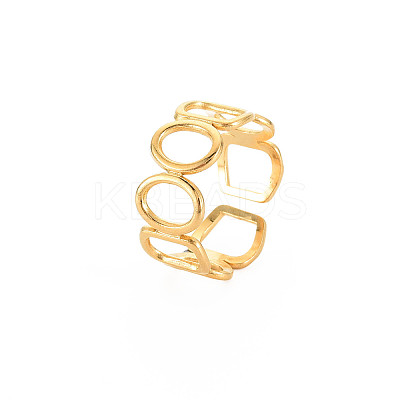 Ion Plating(IP) 304 Stainless Steel Open Geometry Wrap Cuff Ring for Women X-RJEW-S405-166G-1