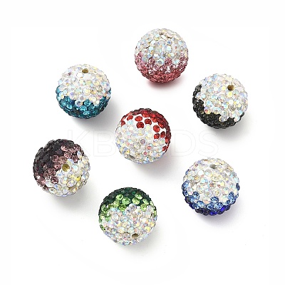 Gradient Color Design Polymer Clay Rhinestone Beads CLAY-NH0001-03-1