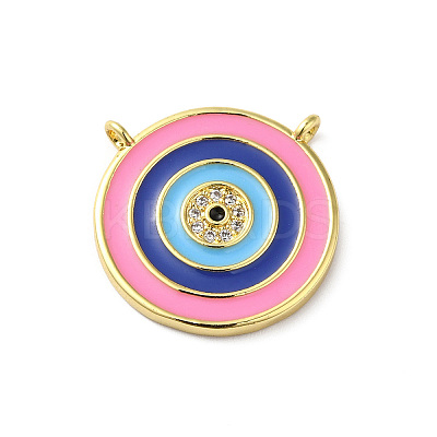Rack Plating Brass Pave Cubic Zirconia Enamel 2-Loop Pendants KK-O142-11G-1