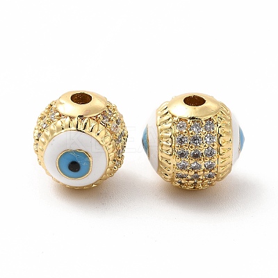 Brass Micro Pave Cubic Zirconia Beads KK-A180-25G-1