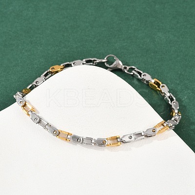 201 Stainless Steel Link Chain Bracelets for Men Women BJEW-B143-03GP-1