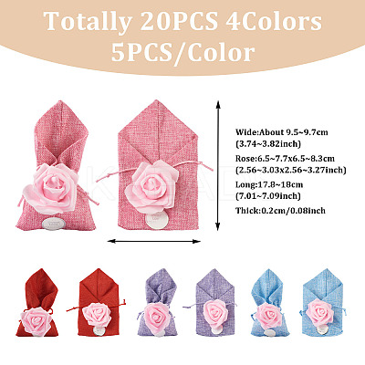 20Pcs 4 Colors Polyester Ramie Blended Yarn Jewelry Drawstring Gift Bags ABAG-BT0001-05-1